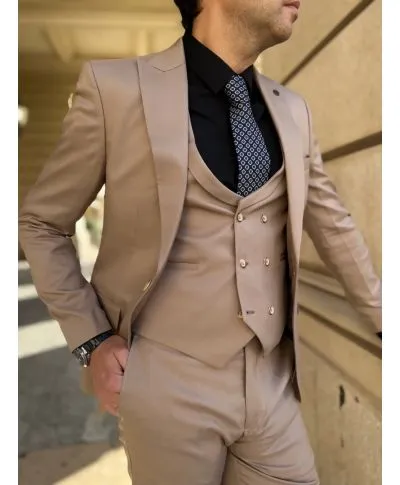 Abito uomo beige, con gilet - Coloniale