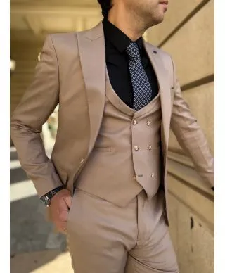 Abito uomo beige, con gilet - Coloniale