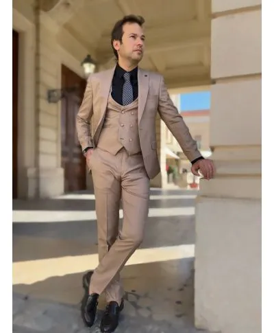 Abito uomo beige, con gilet - Coloniale