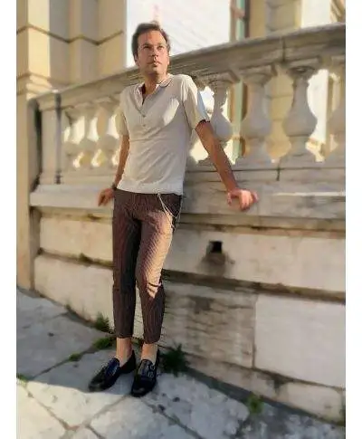 Pantaloni uomo, a righe - Marroni - Ges