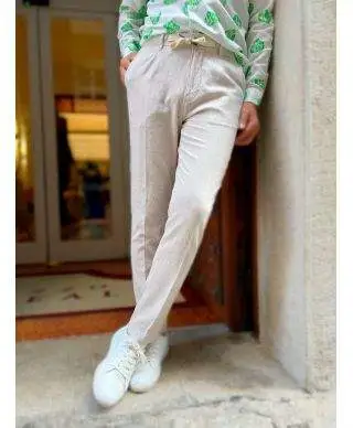 Pantaloni di lino - Beige - Key Jey