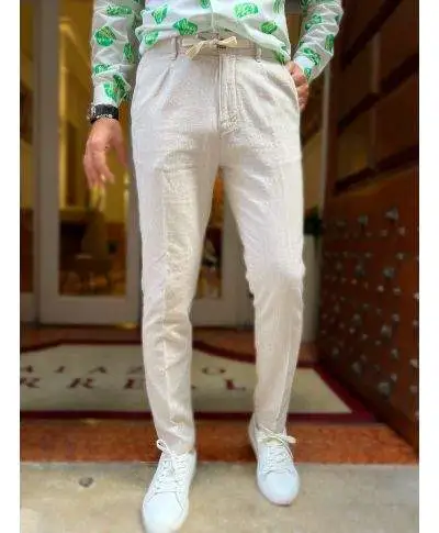 Pantaloni di lino - Beige - Key Jey
