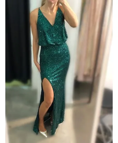 Vestito a sirena in paillettes - Verde - Diva
