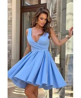 Abito corto elegante - Azzurro - Tessuto glitterato