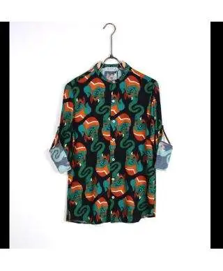 Camicia uomo, coreana - Stampa elefanti
