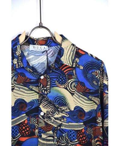 Camicia uomo, collo Italiano - Stampa iguana