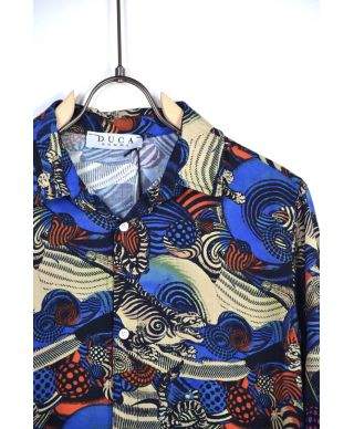 Camicia uomo, collo Italiano - Stampa iguana