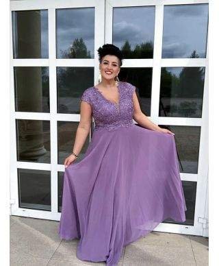 Abito elegante da donna - Dagna Maxi - Taglie forti - Colore prugna