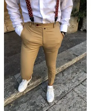Pantaloni uomo - Beige - Camel - Alla caviglia - Dorian