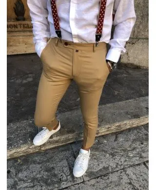 Pantaloni uomo - Beige - Camel - Alla caviglia - Dorian