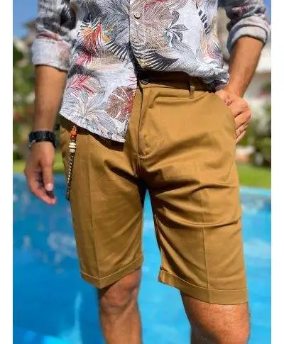 Bermuda uomo, slim - Color Tabacco