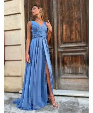 Abito da sera, elegante - Lungo - Azzurro - Sunrise