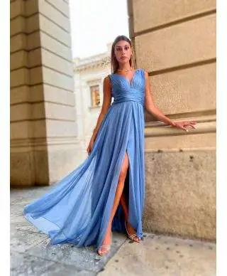 Abito da sera, elegante - Lungo - Azzurro - Sunrise