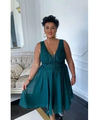 Abito da donna - Corto - Smeraldo - Taglie forti – Queen
