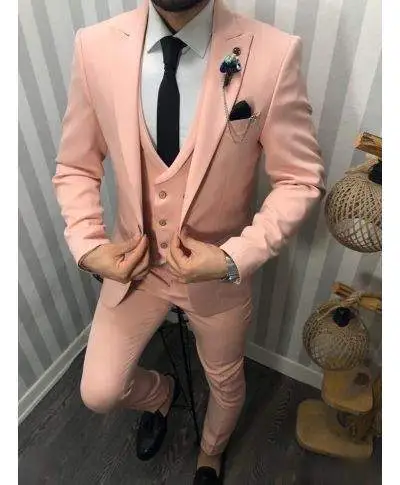 Abito da uomo elegante - Con gilet - Color salmone