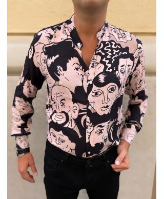 Camicia coreana, uomo - Modello Dark face