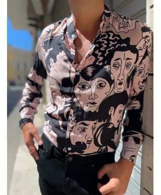 Camicia coreana, uomo - Modello Dark face