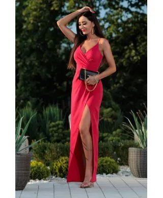 Abito da donna, elegante - Maxi - Rosso lampone - Ivet