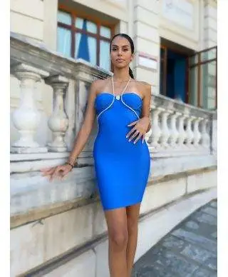 Abito da cocktail, aderente - Midi - Blu