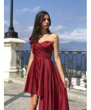 Abito da sera - Rosso - Babe - In raso sfasato - Collezione abiti da cerimonia