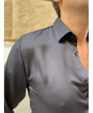Camicia uomo nera, elegante effetto seta - Paul Miranda