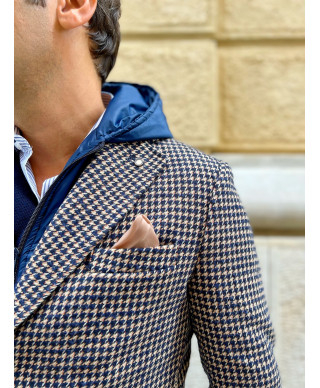 Trench uomo, beige e blu - Cappuccio staccabile - Paul Miranda