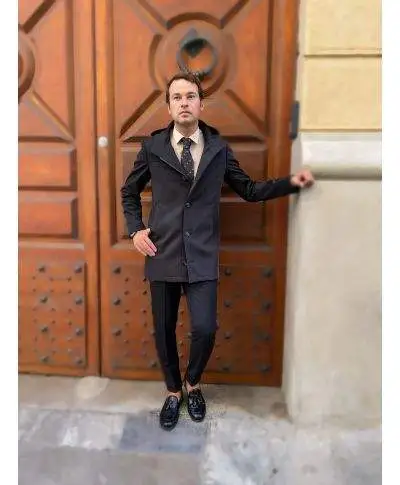 Trench con cappuccio, nero - Made in Italy - Gogolfun.it