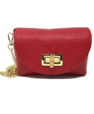 Borsa donna Bell - Pochette rossa - Vera pelle