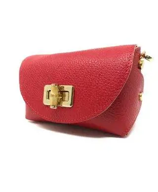 Borsa donna Bell - Pochette rossa - Vera pelle
