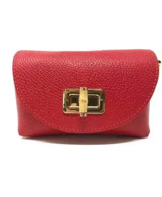 Borsa donna Bell - Pochette rossa - Vera pelle