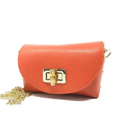 Borsa donna Bell - Pochette Arancione - Vera pelle - Tracolla