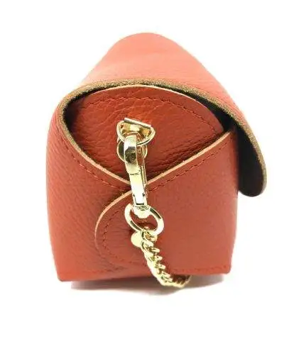 Borsa donna Bell - Pochette Arancione - Vera pelle - Tracolla