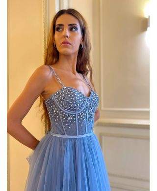 Vestito da cerimonia - Elegante - Azzurro