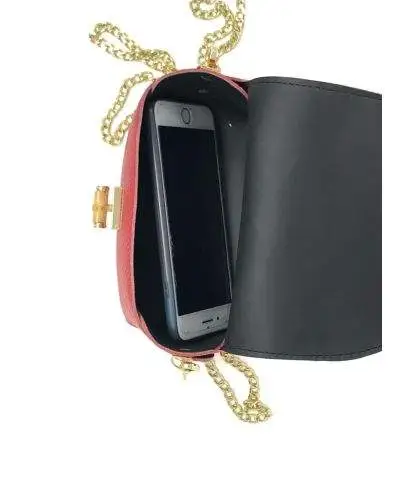 Borsa donna Bell - Pochette Arancione - Vera pelle - Tracolla