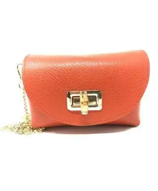 Borsa donna Bell - Pochette Arancione - Vera pelle - Tracolla
