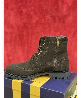 Stivali da uomo - Pelle scamoscio - Marrone - Made in Italy