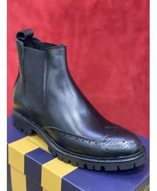 Stivaletti uomo - Stivaletti Chelsea - Pelle - Colore - Blu scuro - Made in Italy