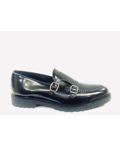 Mocassini uomo, pelle liscia - colore nero  - Monk strap shoes - Made in Italy