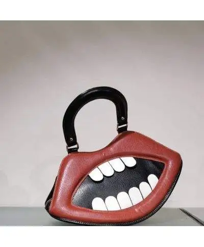 Borsa particolare a forma di bocca, rossa - Con Tracolla