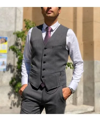 Gean Luc Paris - Gilet Grigio - Panciotto Uomo - Made In Italy