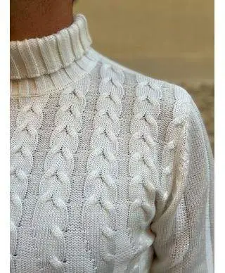 Dolcevita uomo, Bianco - Trecce davanti