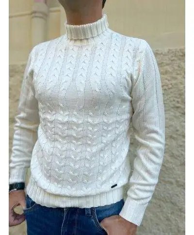 Dolcevita uomo, Bianco - Trecce davanti