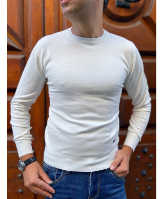 Maglione uomo, bianco - Key Jey - Girocollo