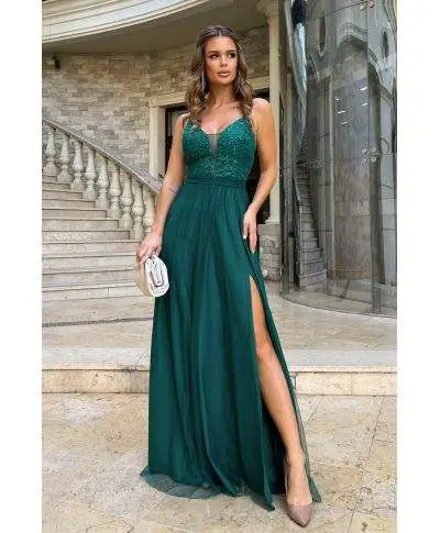 Elegante abito da sera, Lungo - Verde
