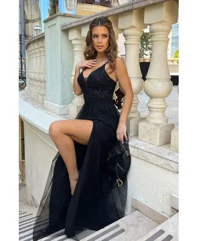 Abito da donna elegante - Lungo - Corpetto - Colore nero