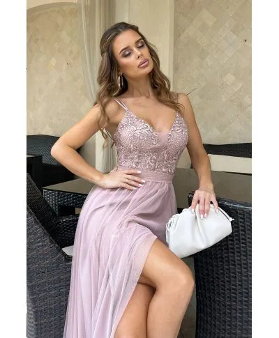 Abito da cerimonia, Lungo - Corsetto – Rosa antico