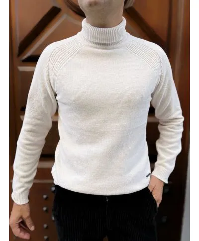 Dolcevita uomo, bianco - Elasticizzato in ciniglia