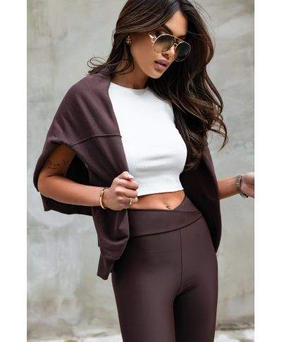 Czekoladowe elastyczne legginsy push-up Wish