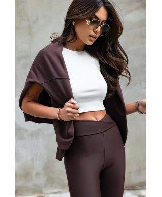 Czekoladowe elastyczne legginsy push-up Wish