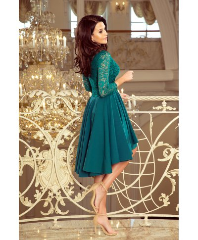 Vestito corto elegante verde - Con manichetta - Vestiti corti taglie curvy - Battesimo, Comunione, Laurea - Gogolfun.it